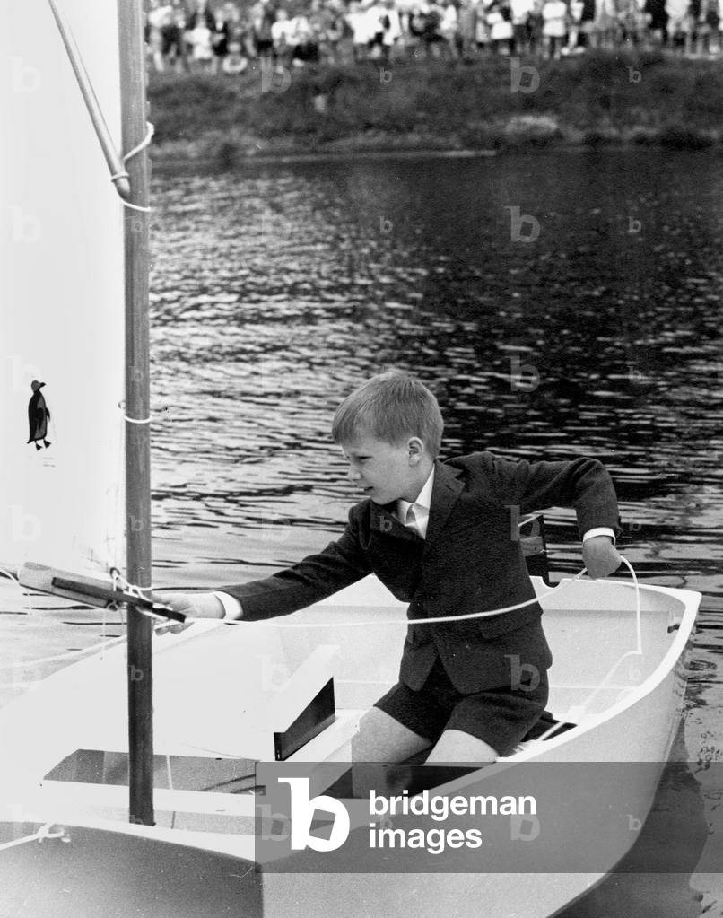Prince Philippe of Belgium, Duke of Brabant (b1960), son of the princeofLiege, albertII,in the nautical center of Seneffe in Belgium c.1970