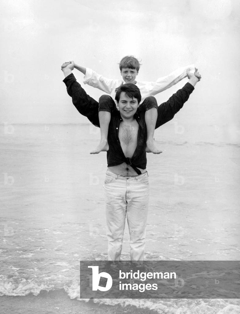 Singer Monty (real name Eric Montry) with young-boy (12) who performs with him, summer 1964