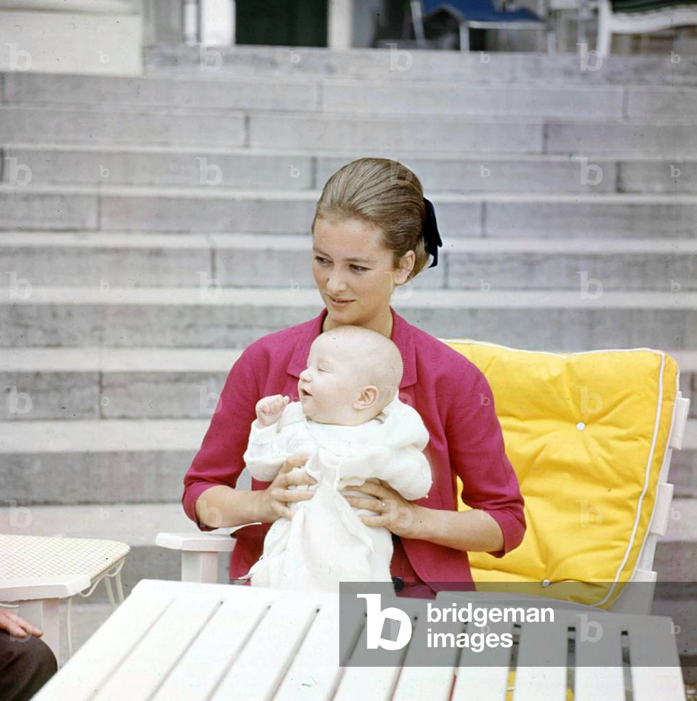 The Princess Paola of Belgium (born Donna Paola Ruffo di Calabria), wife of the PrinceofLiege AlbertII, (and future Queen of Belgium), here with her son Philip in June 1960