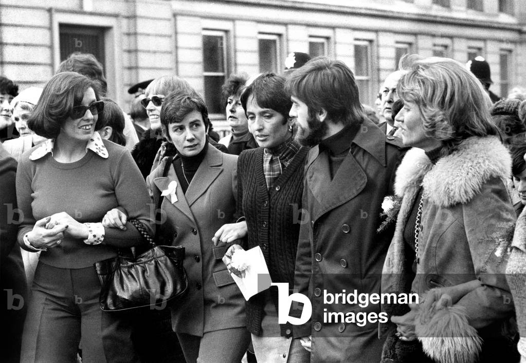 March for Peace in Northern Ireland : l-r Betty Williams, Jean Baez, Mrs Janes Ewart Biggs November 27, 1976
