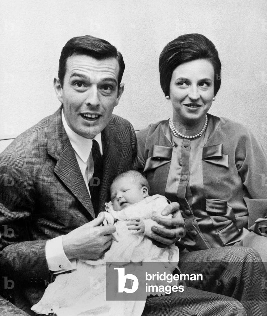 Infante Maria del Pilar of Spain, duchess of Badajoz , sister of future King  JuanCarlos, here with husband Luis Gomez Acebo , viscount of La Torre, after the birth iof their daughter Simonetta in Madrid November 06, 1968