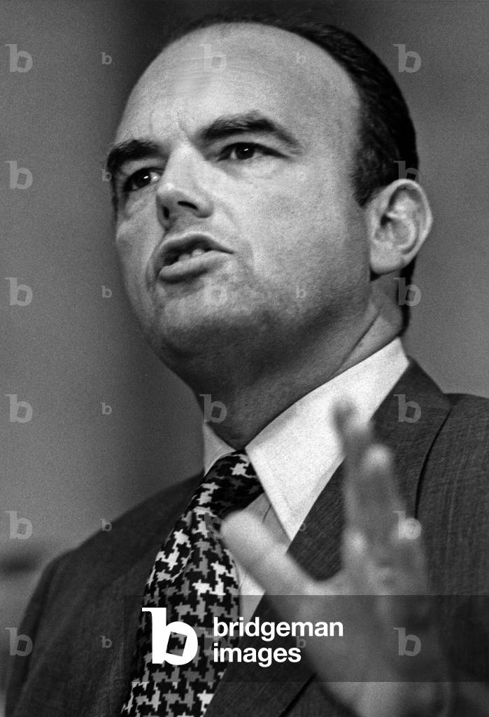 John Ehrlichman (1925-1999) testifying to the committee of inquiry into the Watergate case in Washington on July 25, 1973