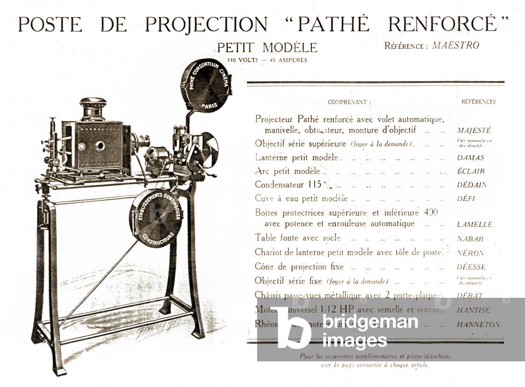 Extract from the catalog pathe projection station Pathe strengthens Maestro
