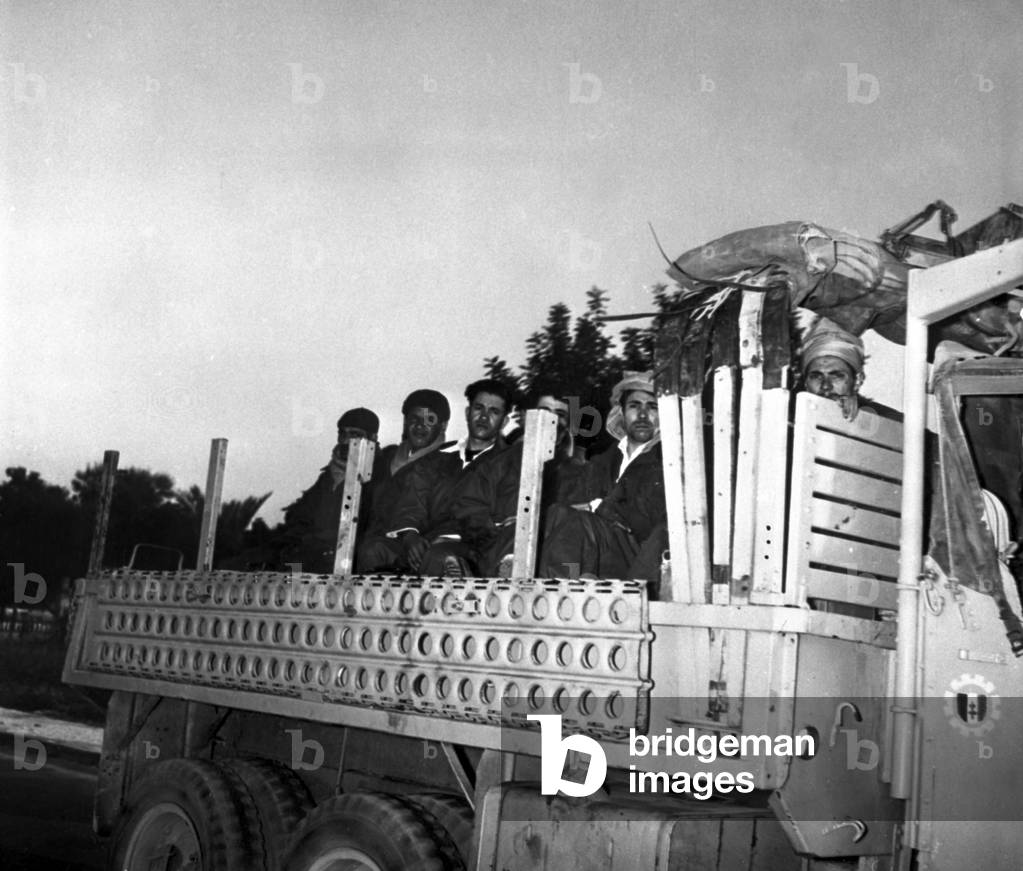 Arriving of French muslim soldiers in Algeria as reinforcements during the war June 5, 1957