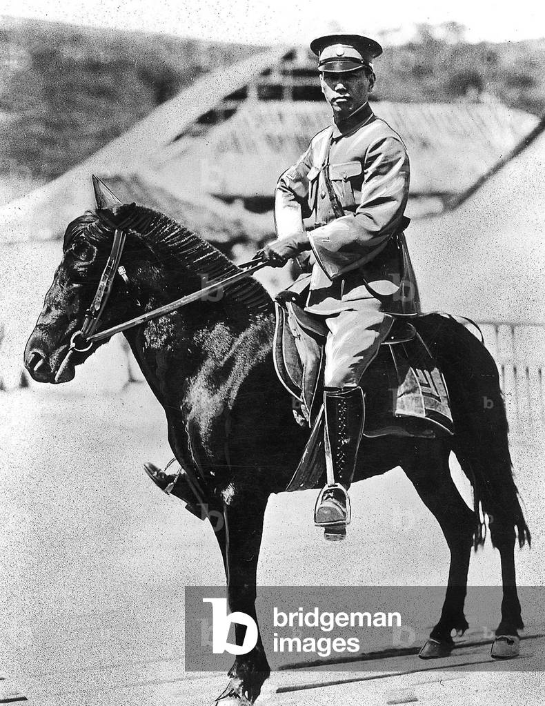 Chiang Kai-shek (1887-1975) chinese political and military leader (Kuomintang) here on horse