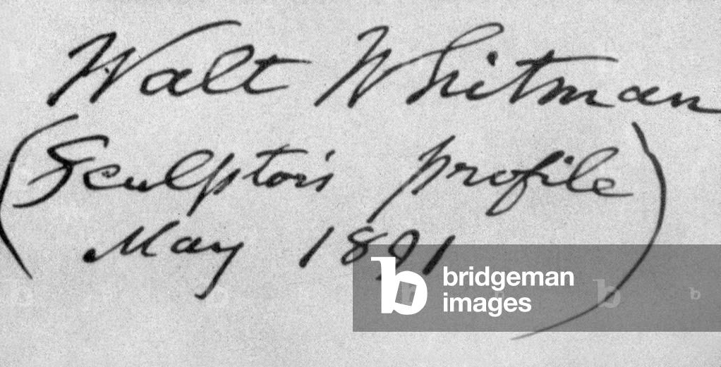 Handwritting of Walt Whitman (1819-1892) American poet 1891