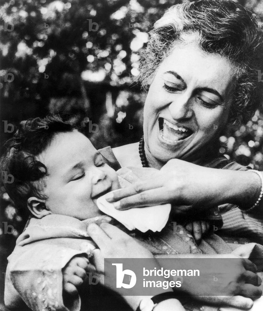 Indira Gandhi and her grandson Rahul 1971