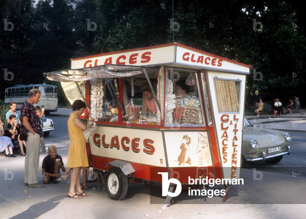 Ice salesman in a caravan