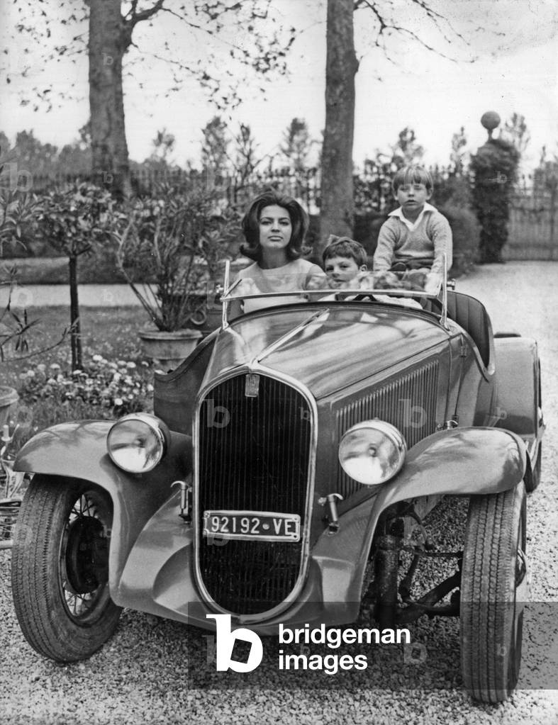 Princess Ira von Furstenberg and her sons Hubert and Christophe at villa Trevise July 28, 1966