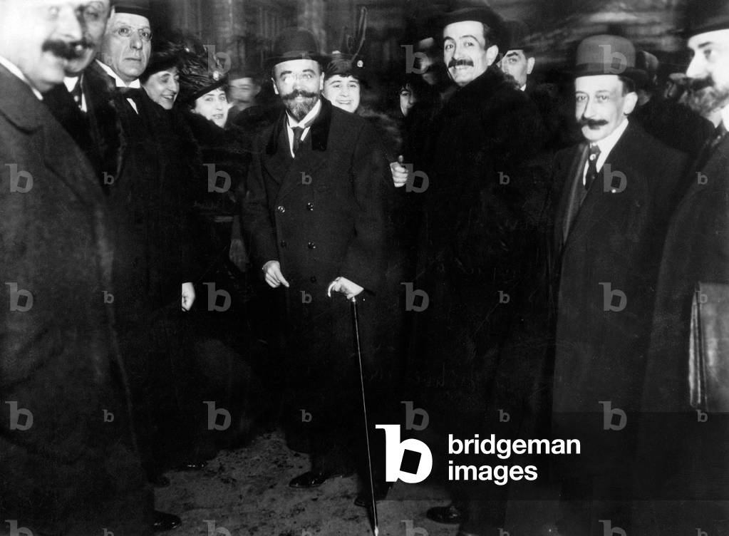 Albert Sarrault 1872 - 1962, General gouvernor of Indochina from 1911 to 1914 and from 1916 to 1919, here at his arrival at the Lyon station, on his left : Jean-Louis Malvy, secretary of state