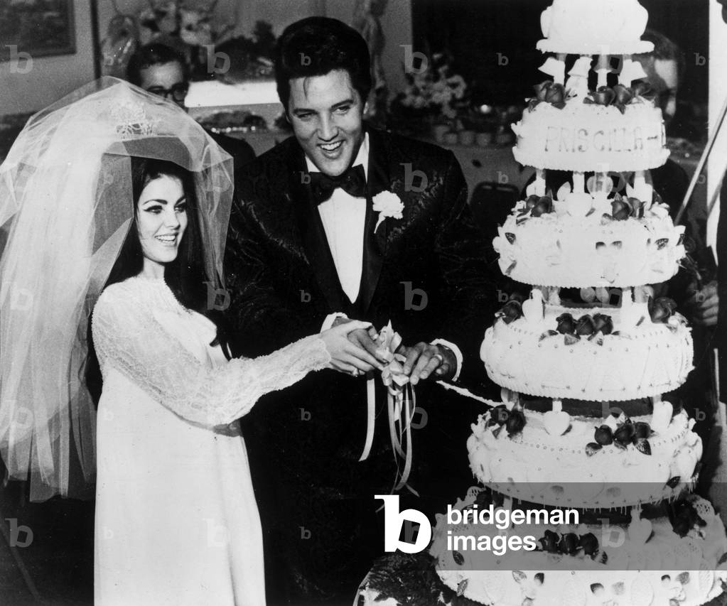 Wedding of Elvis Presley and Priscilla Beaulieu on May 1st, 1967 in Aladdin Hotel in Las Vegas