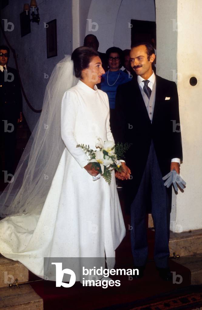 Wedding of infante of Spain Margarita of Bourbon (born-blind) , daughter Juan of Bourbon and Battenberg count of Barcelone and of Maria de las Mercedes of Bourbon and Orleans, and sister of King  JuanCarlos , with Charles Zurita (Zurik Delgado), physician, October 14, 1972 in Portugal