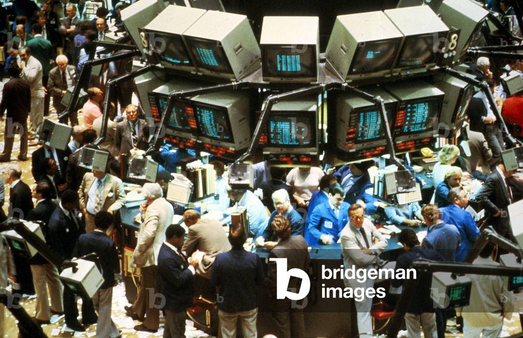 On the trading floor NYSE (New York Stock Exchange) c. 1985