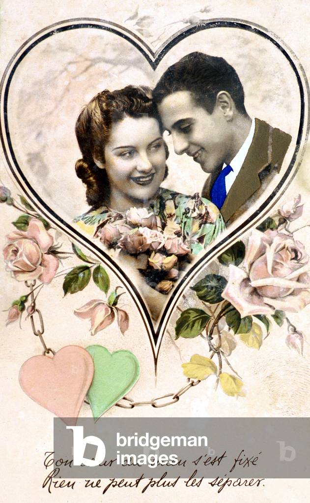 Postcard depicting Lovers c.1935 (colour litho)