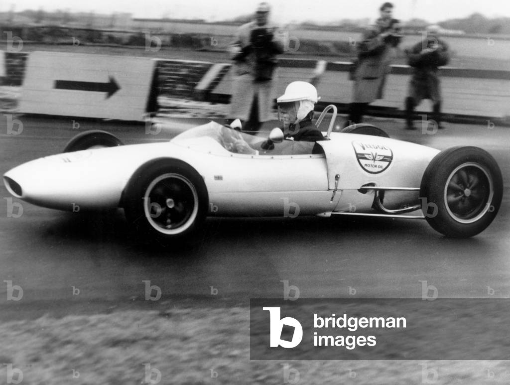 Jean-Paul Getty (1892-1976) American industrialist and art collector training on his Lotus February 6, 1962
