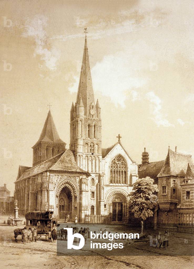 Church of Montivilliers, France, engraving, c.1840