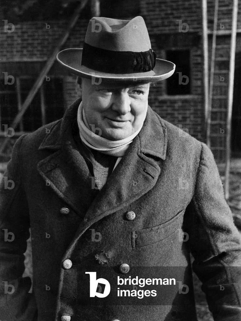 English Statesman Winston Churchill (1874-1965) in his house in Chartwell in 1939 during his exile