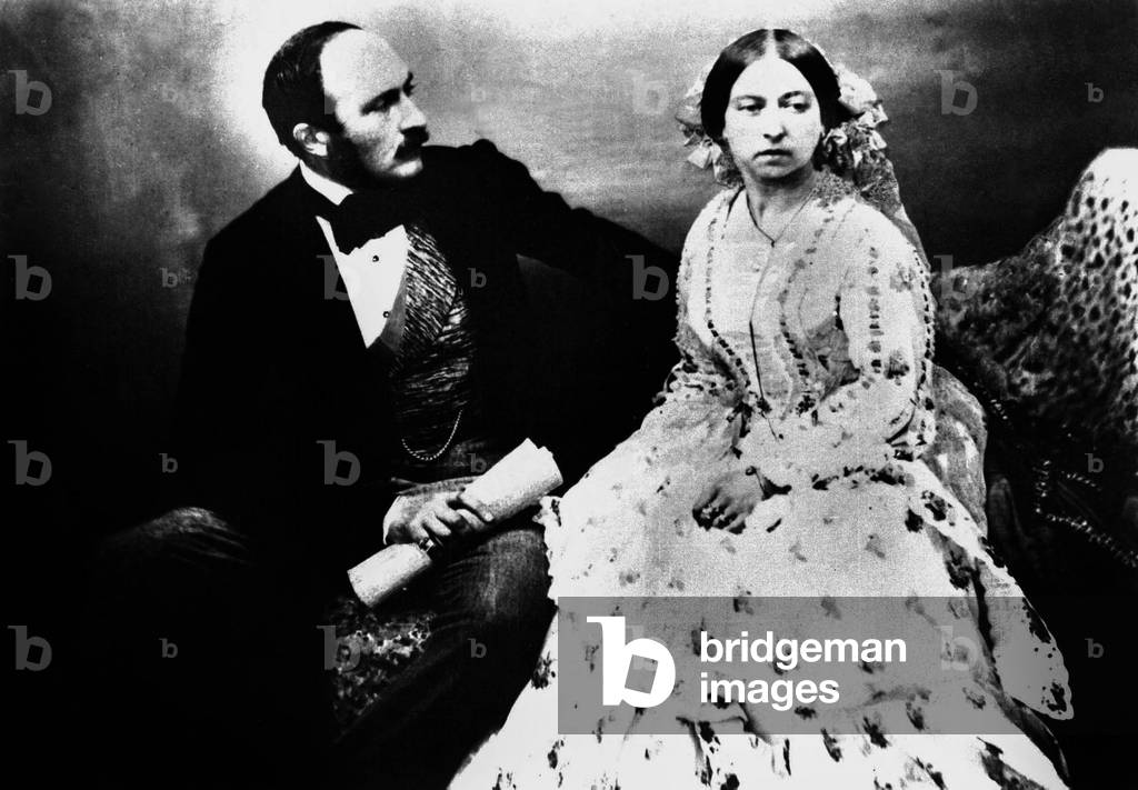 Queen Victoria of England (1819-1901) and her husband Prince Albert in the 1840's, photo by Mayall