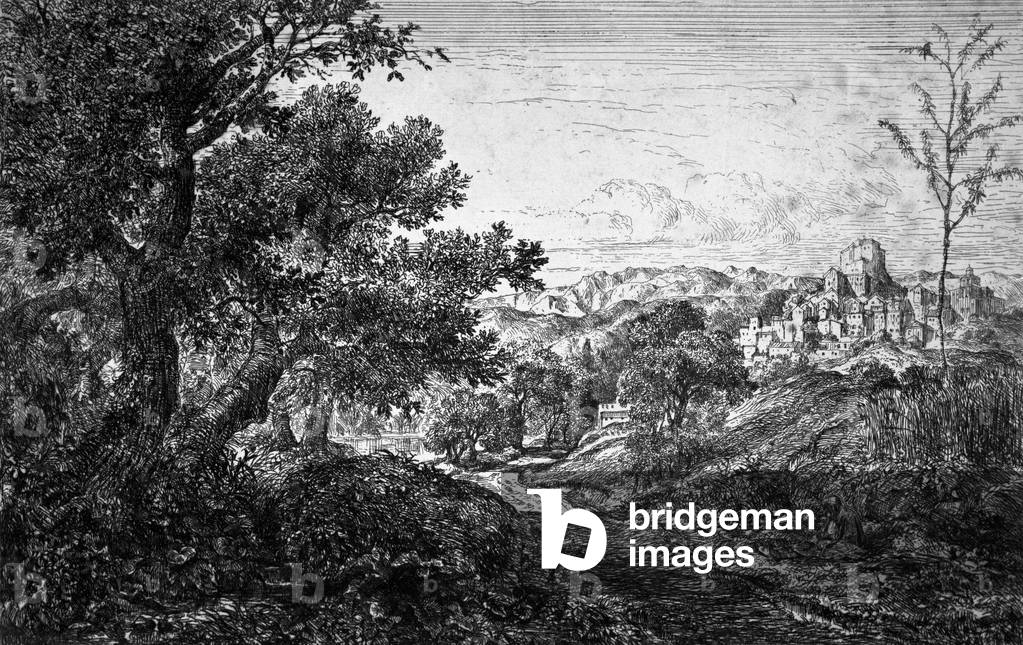 View near Subiaco, 1838 (engraving)