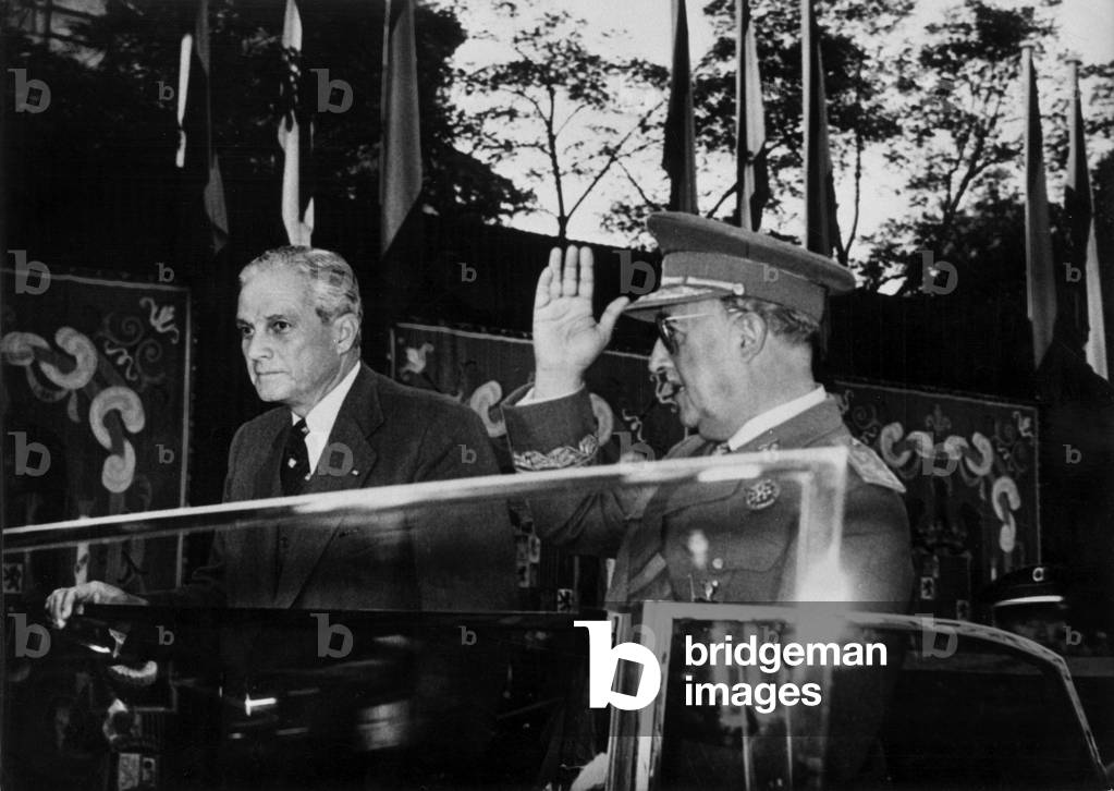 Camille Chaumin and Franco in Madrid, 1957 (photo)