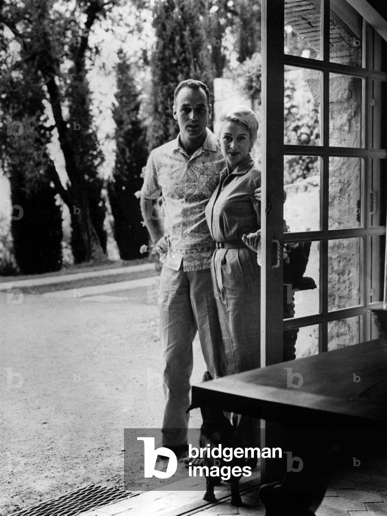 Martine Carol and her 3rd husband Andre Rouveix in her villa 