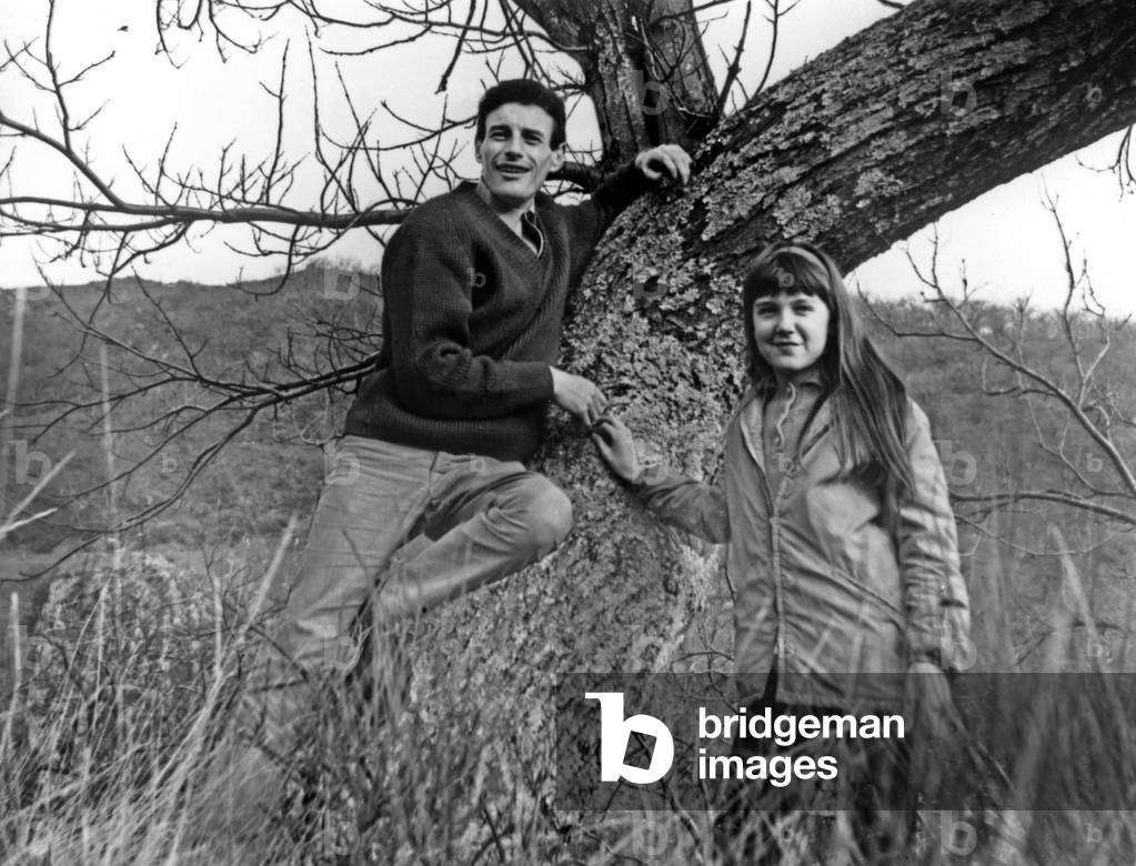 French Singer Jean Ferrat with his daughter Veronique at home January 5, 1965
