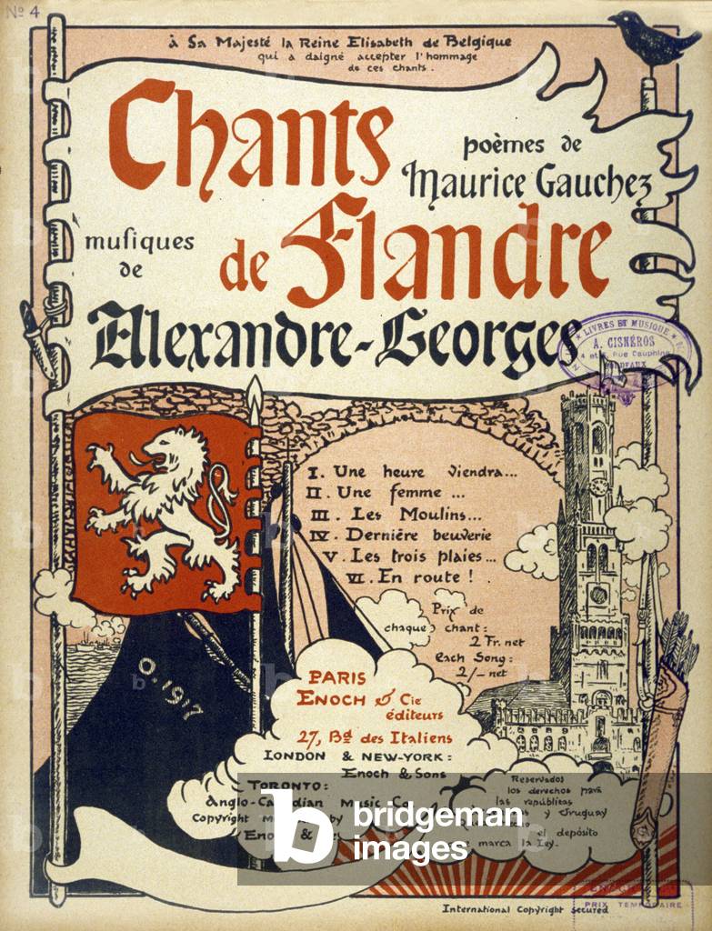 Sheet music cover to her majesty Queen Elisabeth of Belgium