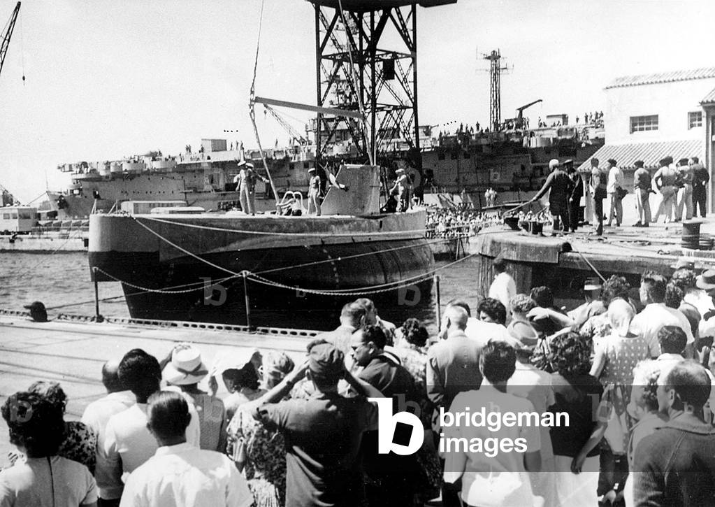 inauguration of boat Archimede in the harbour of Toulon (France) July 29, 1961