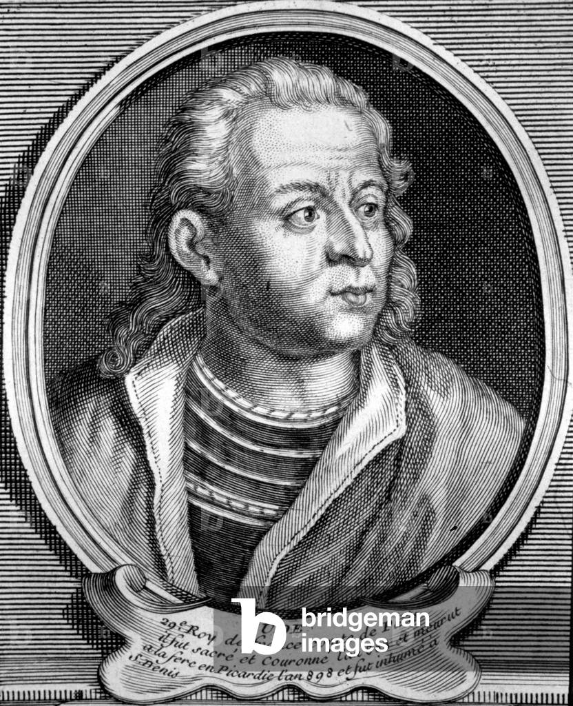 Eude (860-898) count of Paris and later King  of France in 888-898, engraving