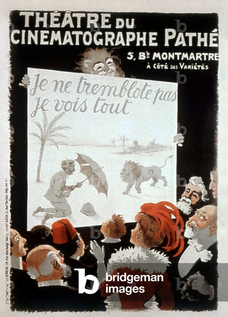 Advertisement for Pathe cinematograph theatre in Paris late 19th century