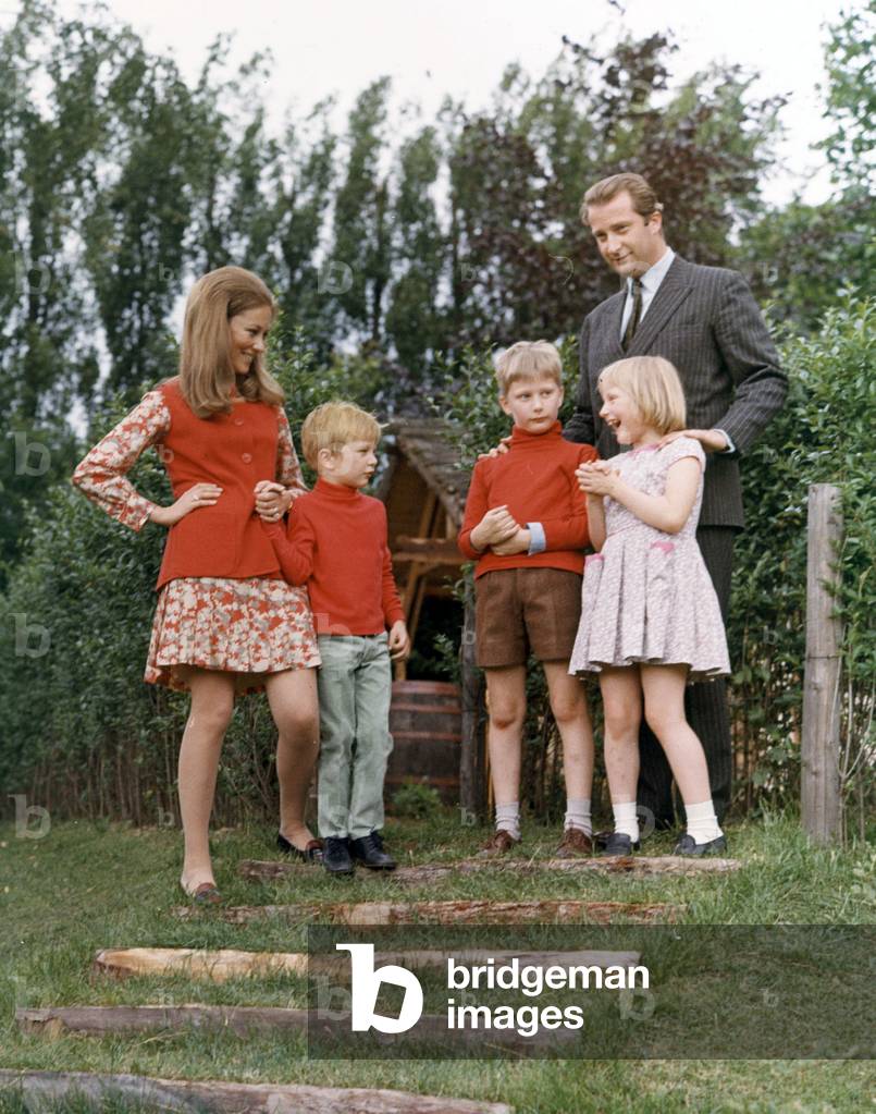 Albert II and Princess Paola of Belgium with their children Laurent, Philippe and Astrid, 1969