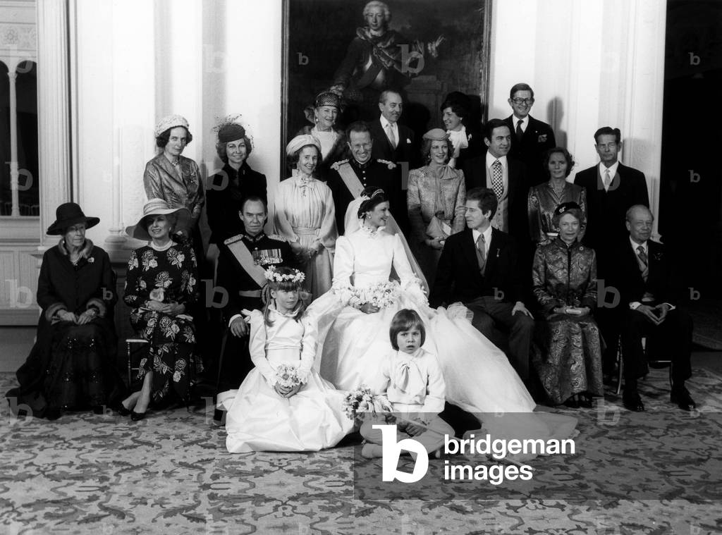 Wedding of Princess Margaretha of Luxembourg with prince Nicolas of Liechtenstein in Luxembourg on March 22, 1982