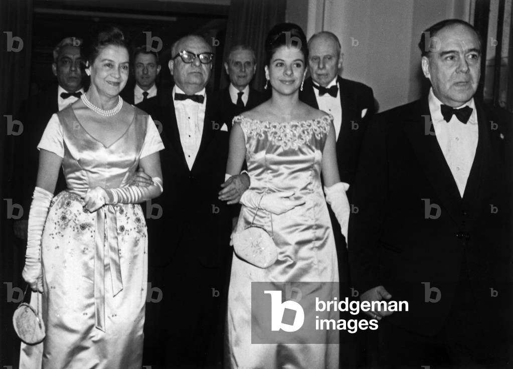 President of Venezuela Romulo Betancourt with his wife and their daughter arriving at Waldorf Astoria hotel in New York for a diner in his honour on June 22, 1963