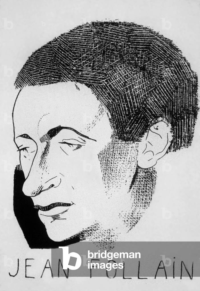 Jean Follain (1903 1971) French poet and writer, drawing by Jean de Bosschere (1878-1953)