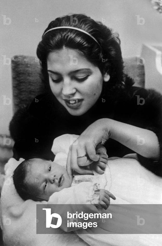 Princess Ira von Furstenberg and her son prince Christophe at Monchoisi hospital, Lausanne, November 5, 1956
