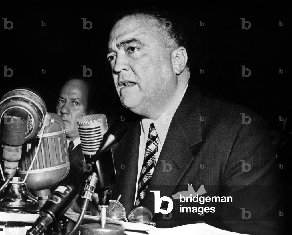 John Edgar Hoover (1895-1972) director of FBI during internal affairs ' meeting during the investigation on Dexter White November 17, 1953