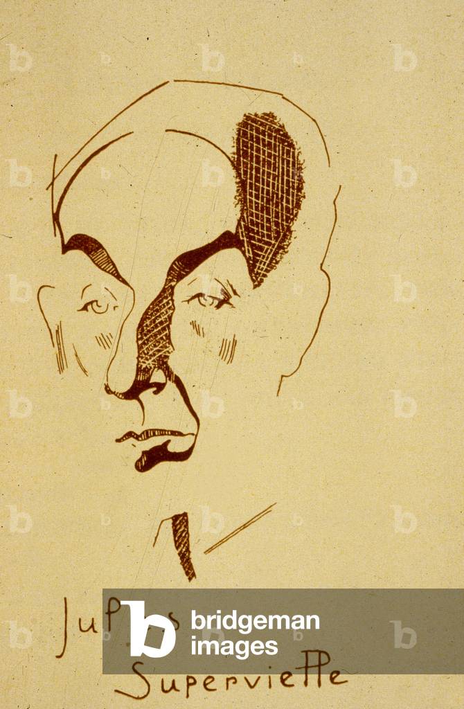 Jules Supervielle (1884-1960) French poet and writer, drawing by Jean de Bosschere (1878-1953) 1935