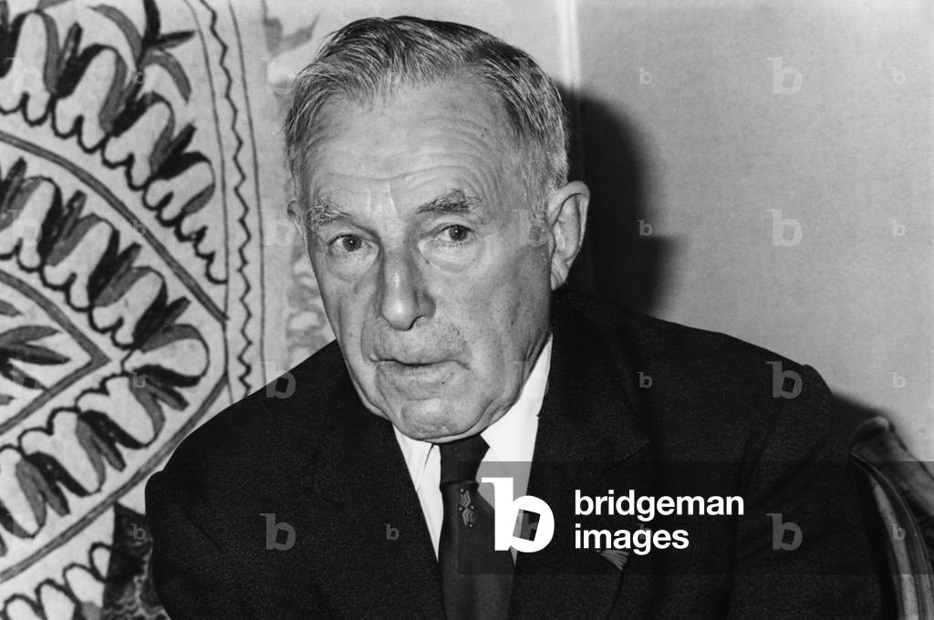 Michel Hollard (1898-1993) French officer, resistant during ww2, here during a discussion with a journalist c. 1965
