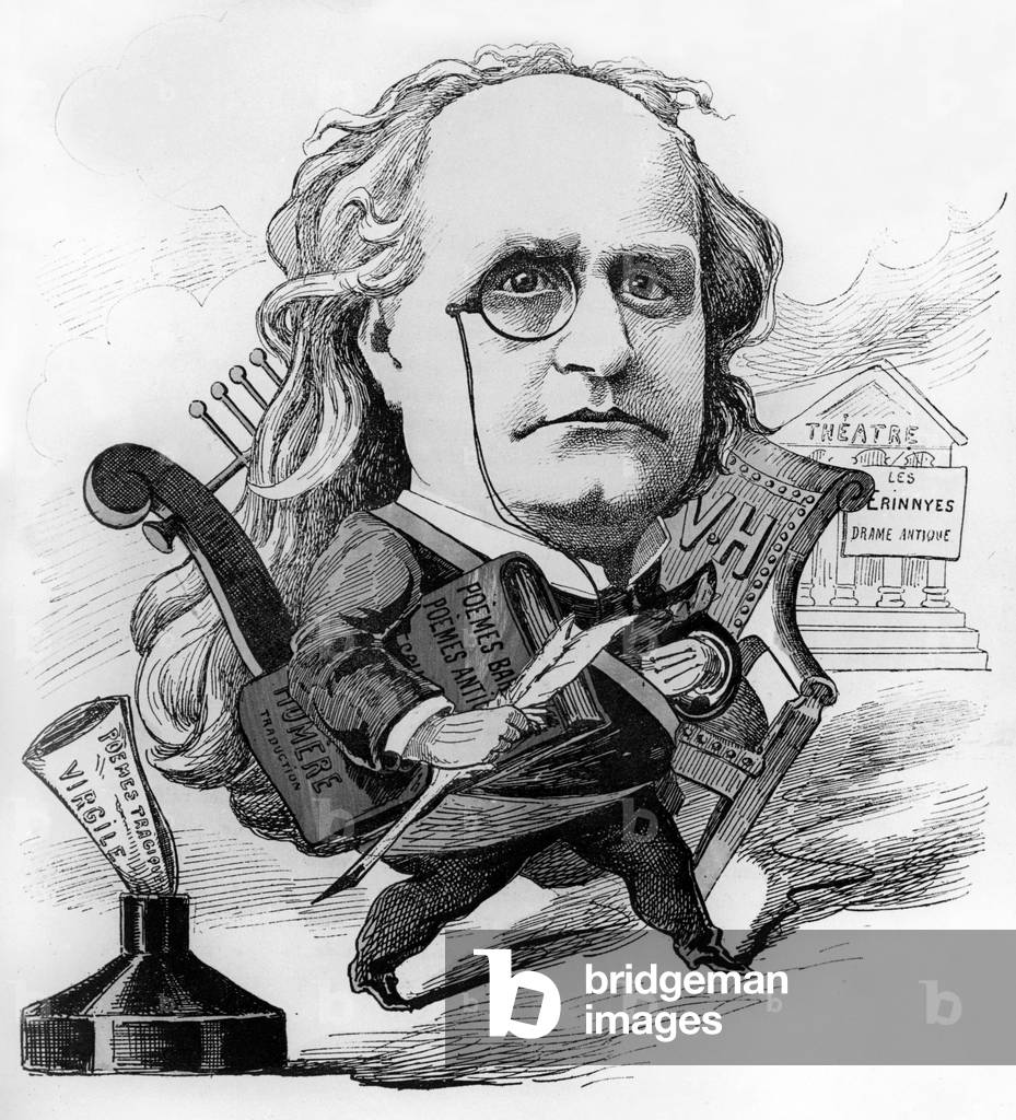 Charles Leconte de Lisle (1818-1894) French poet, caricature, engraving