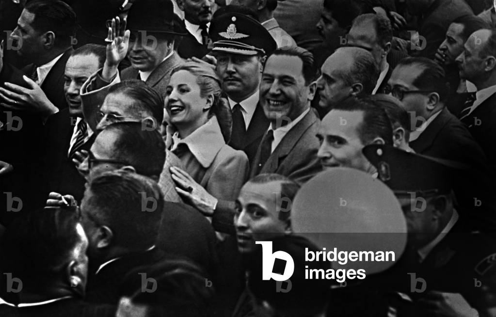Eva Peron (1919-1952, born Maria Eva Duarte known as Evita) here with her husband argentinian President Juan Peron c. 1952