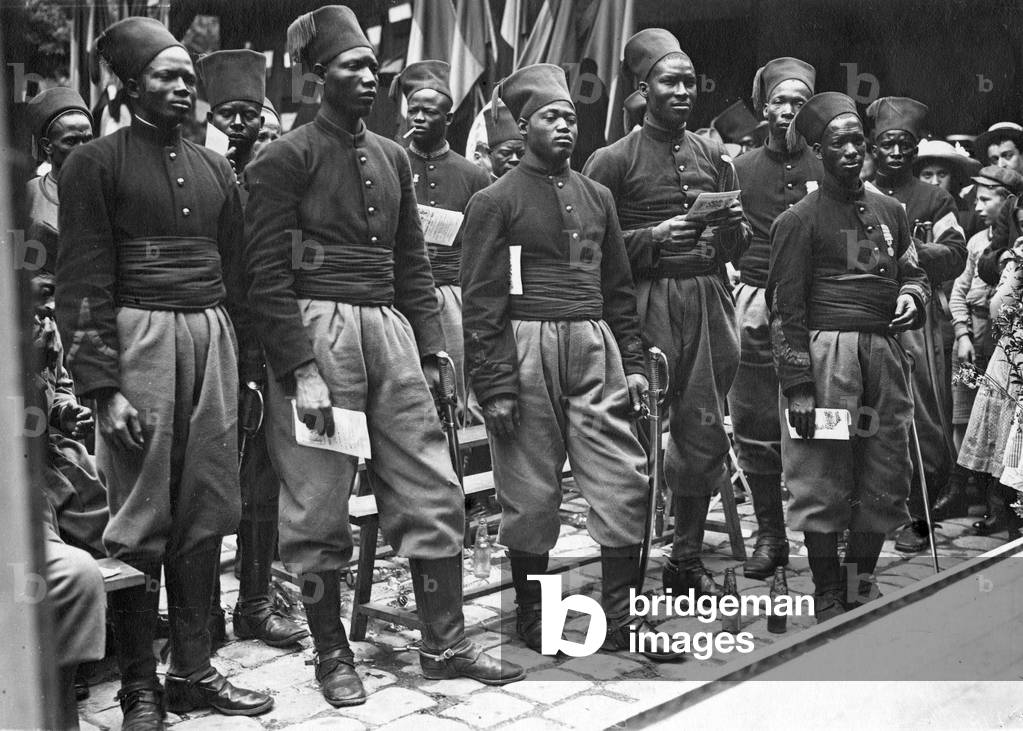 Troop of Senegalese Infantry, France, First World War (b/w photo)