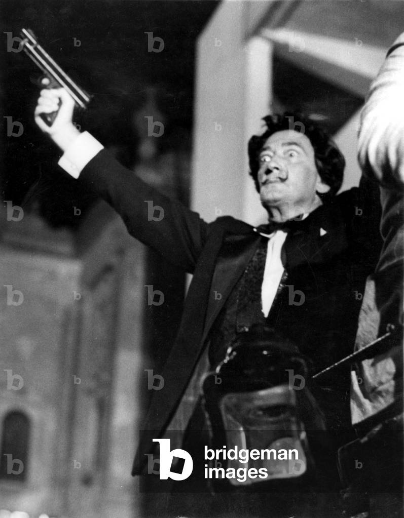 painter Salvador Dali (1904-1989) anouncing opening of venice festival on August 22, 1961