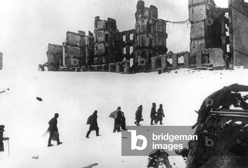 Aftermath of the Battle of Stalingrad, 1943 (b/w photo)