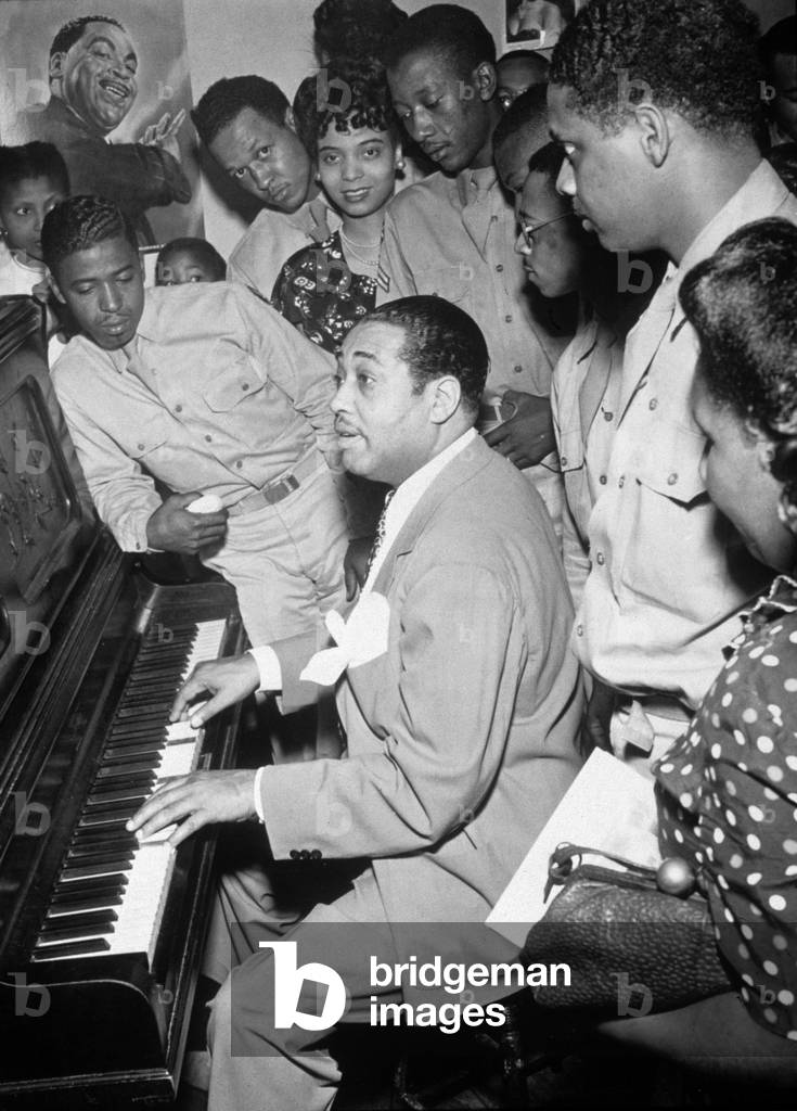 Duke Ellington (1899-1974) black American pianist composer and conductor jazzman in concert in 1948