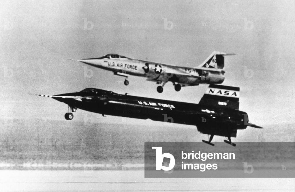 Skyrocket X-15, Edwards Air Force Base, California (b/w photo)