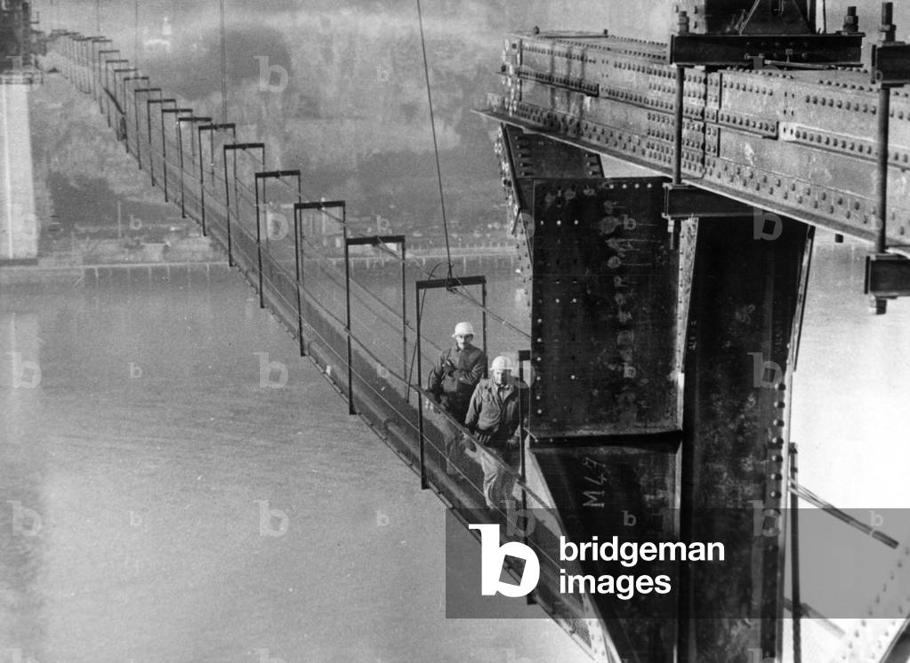 Tancarville bridge in Normandy, France March 11, 1959