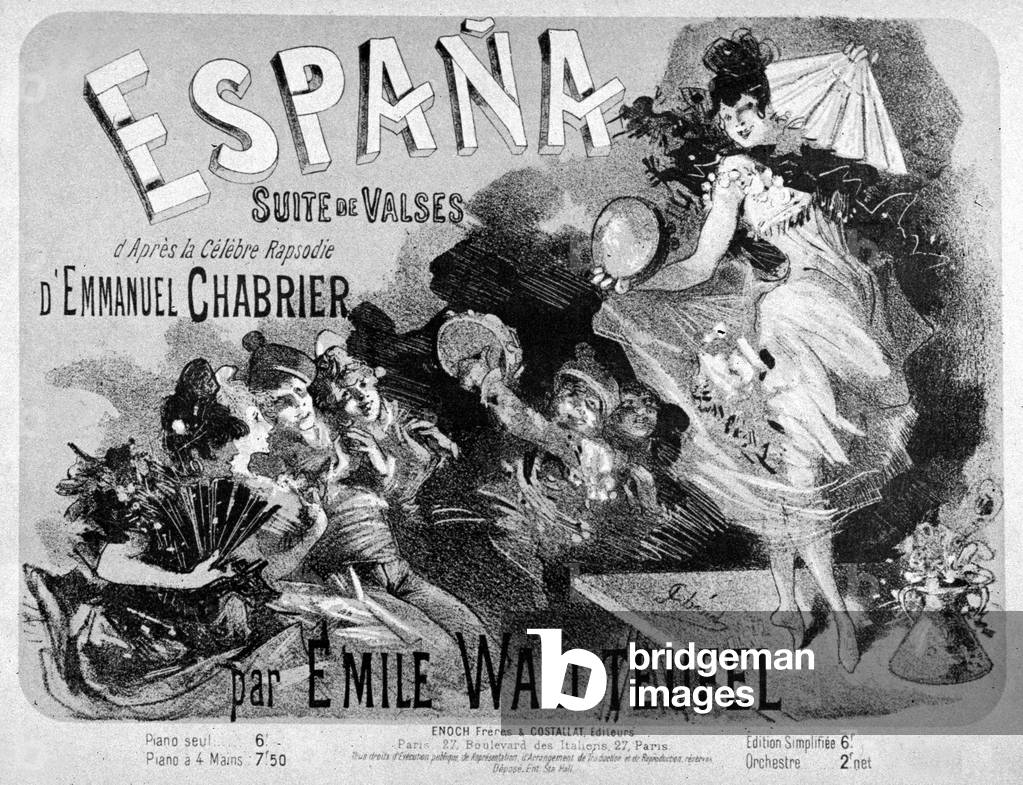 Sheet music cover: Espana, suite of waltzes by Emile Waldteufel