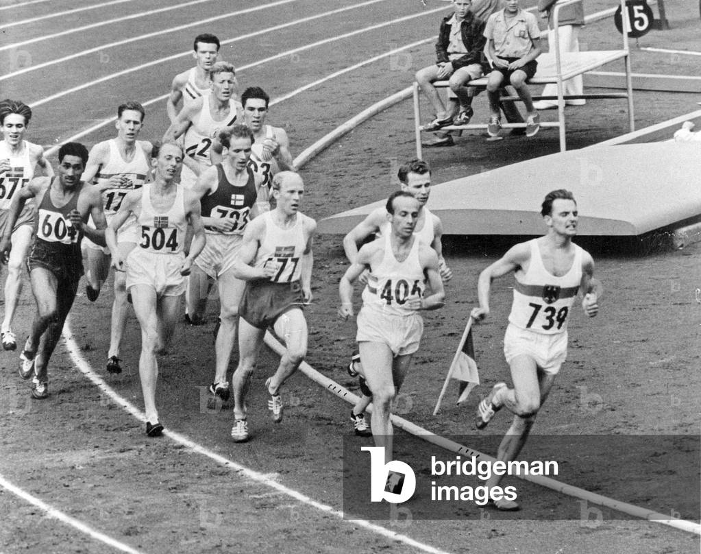 1500m race won by athlete of Luxemburg Josy Barthel during Olympic Games in Helsinki (Finland) on July 28, 1952