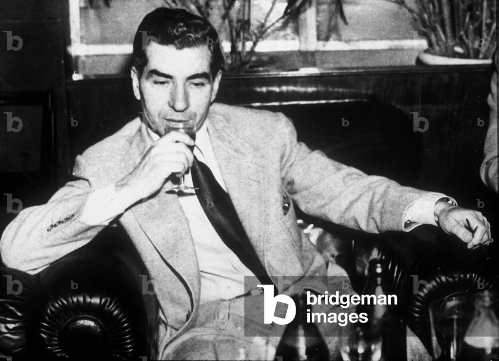 Salvatore Lucania, called Lucky Luciano (1897-1962), gangster of sicilian mafia, here in Excelsior hotel, Rome, January 15, 1948