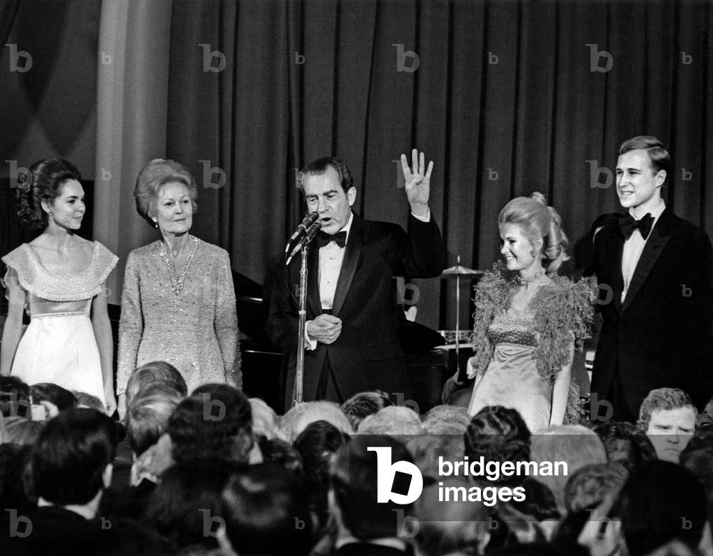 American President Richard Nixon with his family at a ball for beginning of his 2nd term of office on January 20, 1973 in Washington